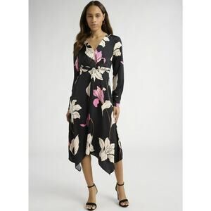 Sofia NWT Floral Twist Front Mid Calf Dress